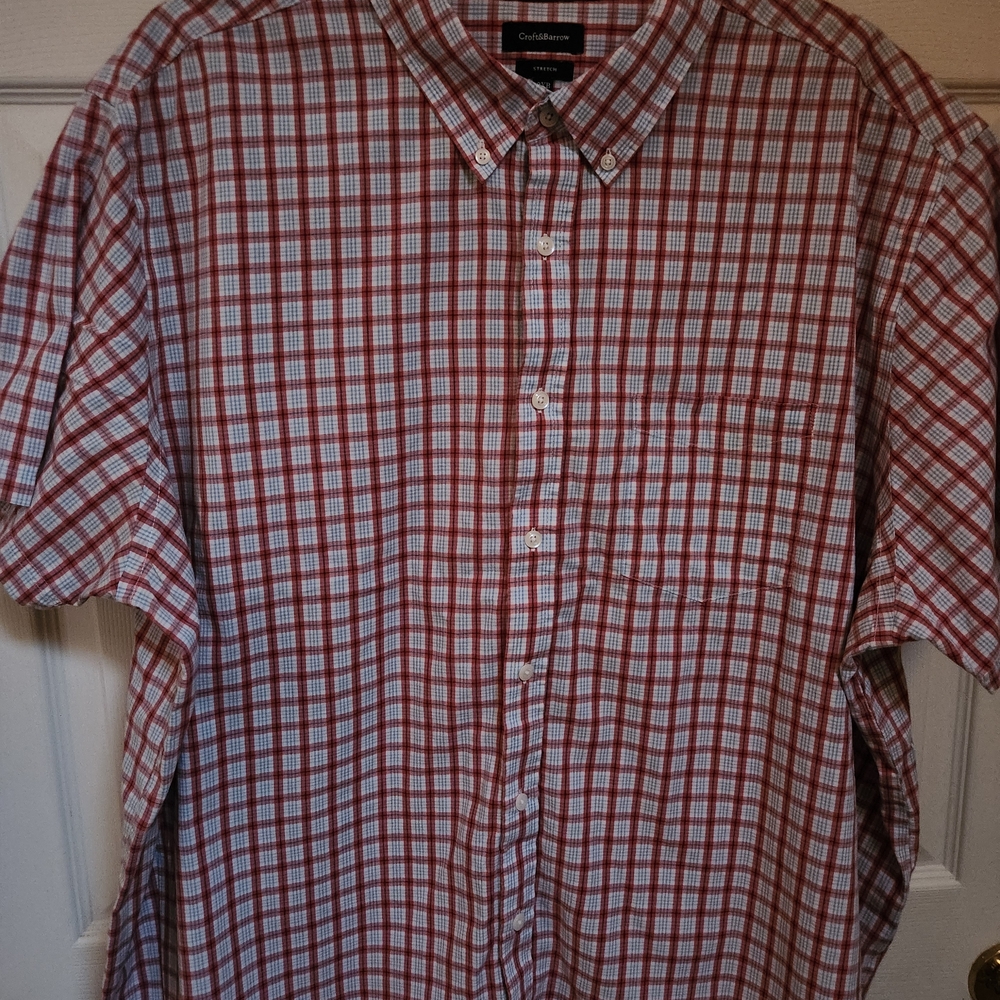 Croft & Barrow Men's Red and White Plaid Shirt